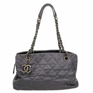 Chanel Matelassé Chain Tote Bag, Caviar Leather, Dark Gray, Women's